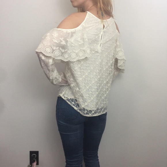 Yoana Baraschi Ivory Sheer Embroidered Cold Top - Picture 3 of 8